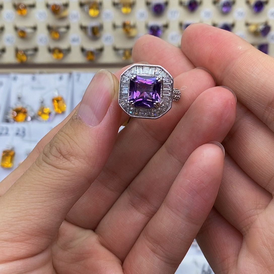 纯天然无优化紫水晶Q银S925镶嵌紫晶