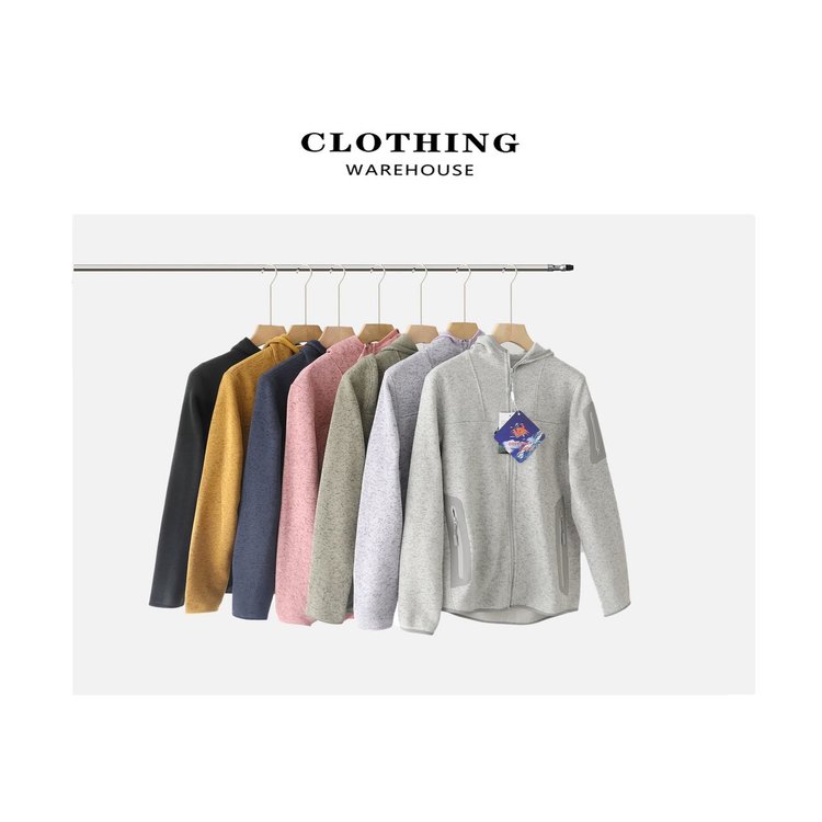 COVER系列新升级秋冬户外连帽针织抓绒外套打底衫