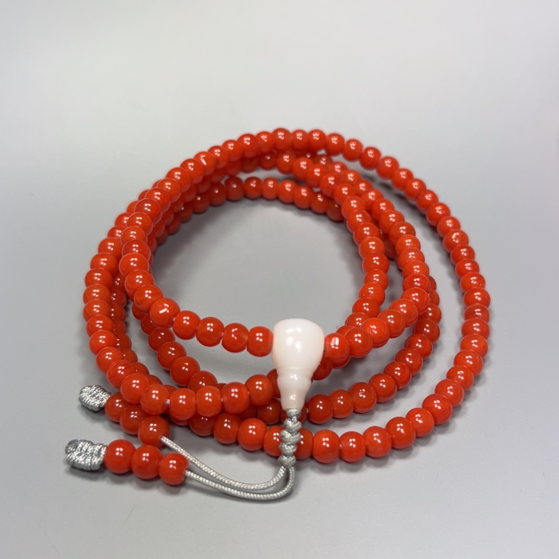 南红玛瑙柿子红老型珠4mm多圈冷水河未镶嵌