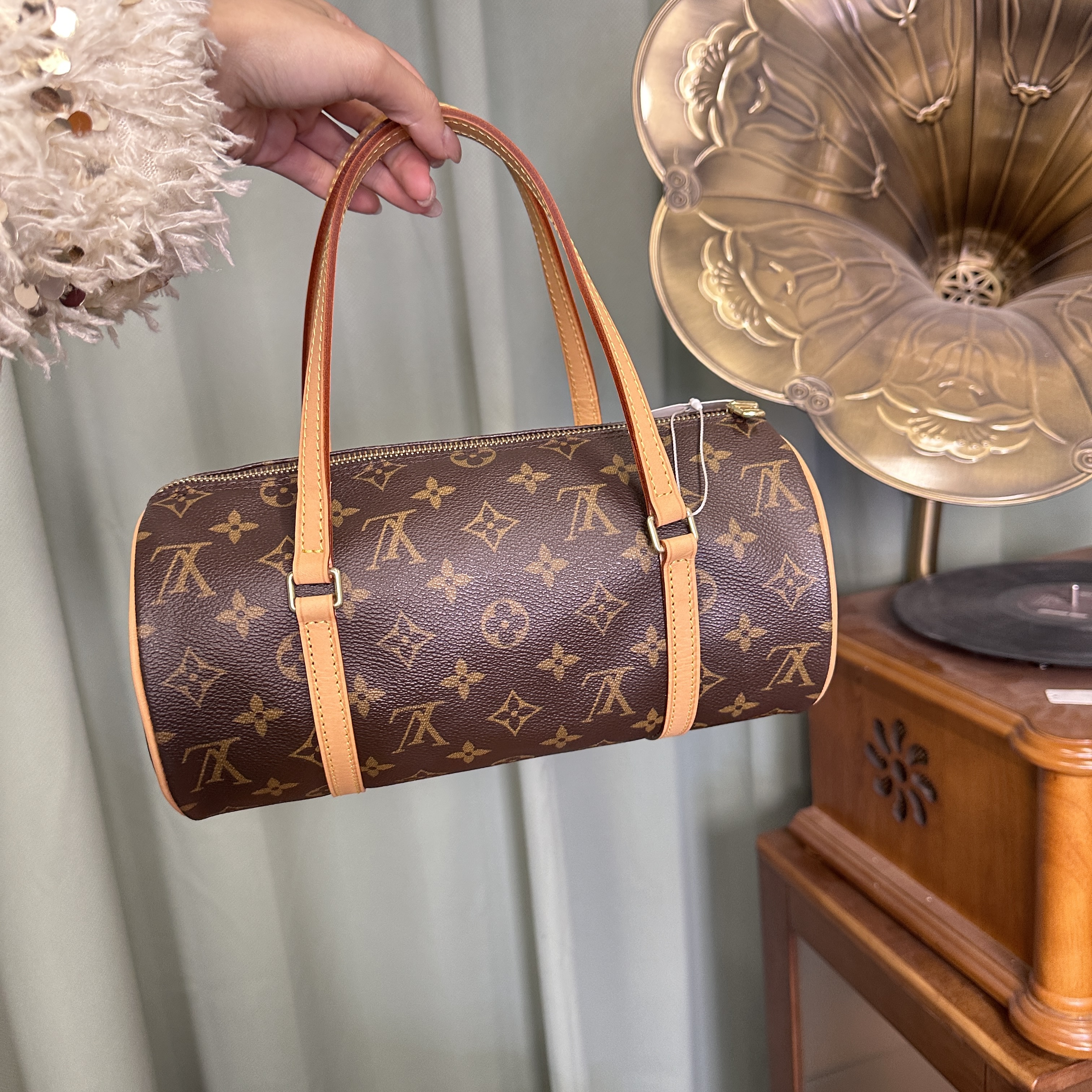 95新 LouisVuitton/路易威登 /圆筒/26/巴比龙/手提斜挎包