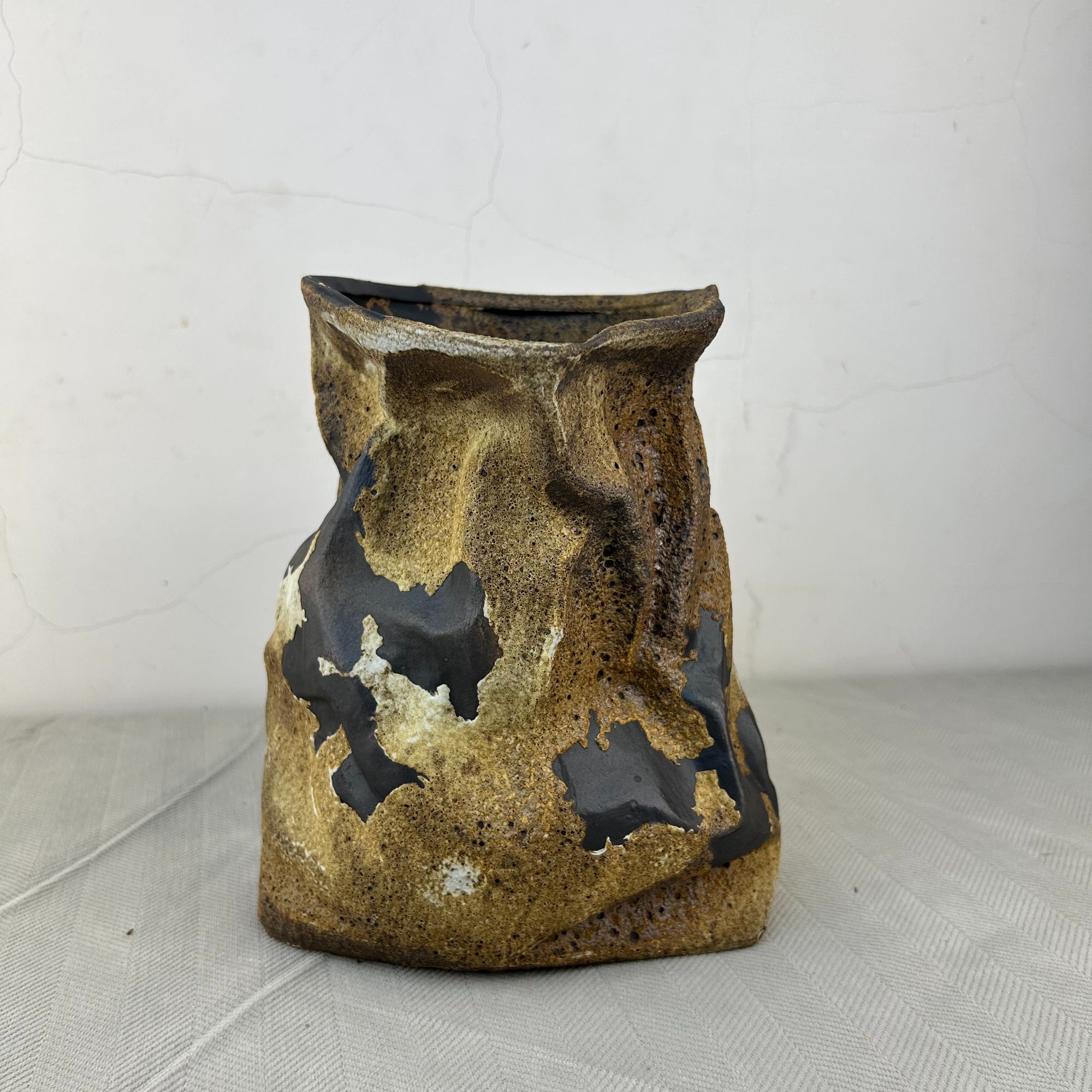 景德镇陶瓷诧寂风禅意粗陶手工插花陶罐民宿酒店复古怀旧布袋花瓶