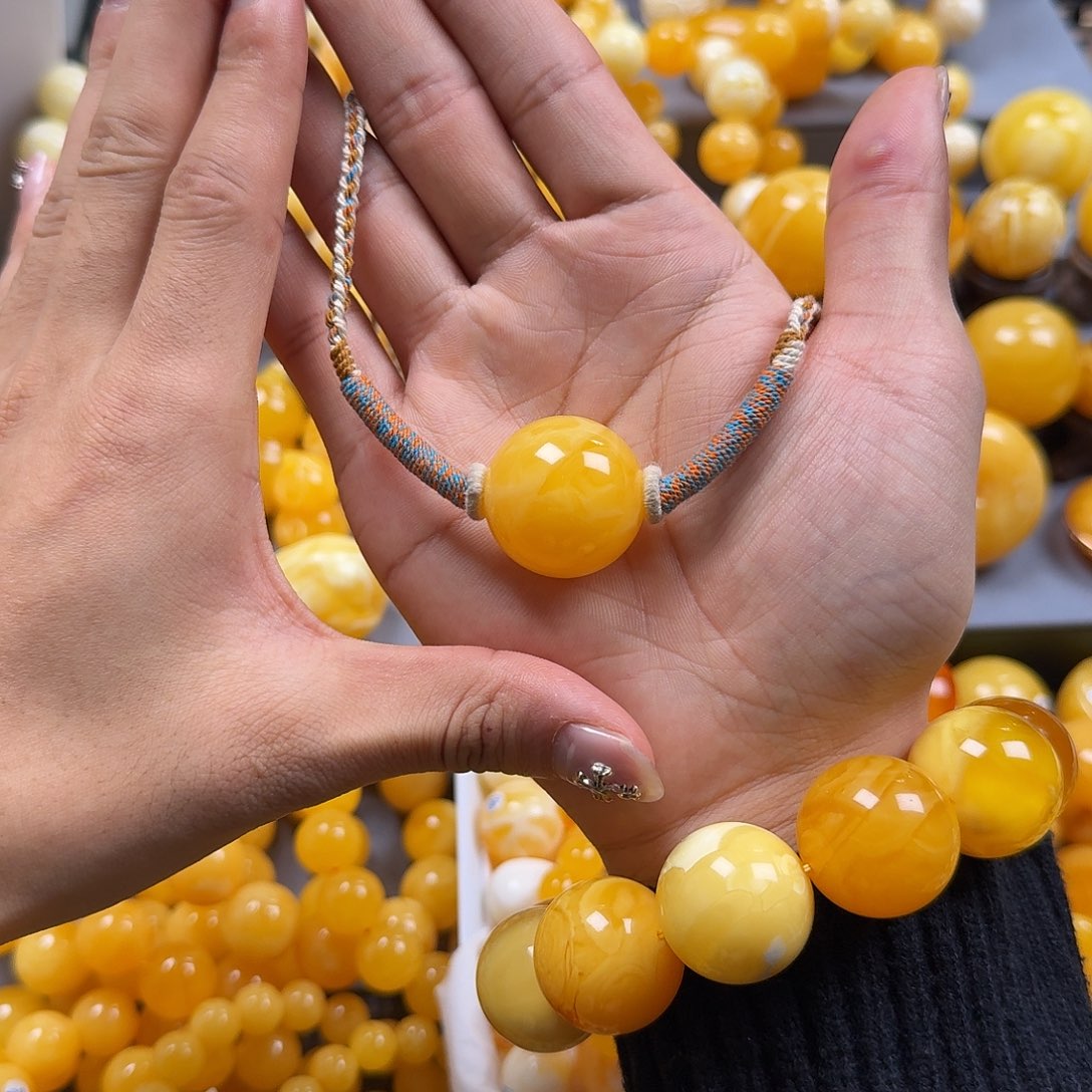 琥珀珠宝奇石未镶嵌锁骨26mm