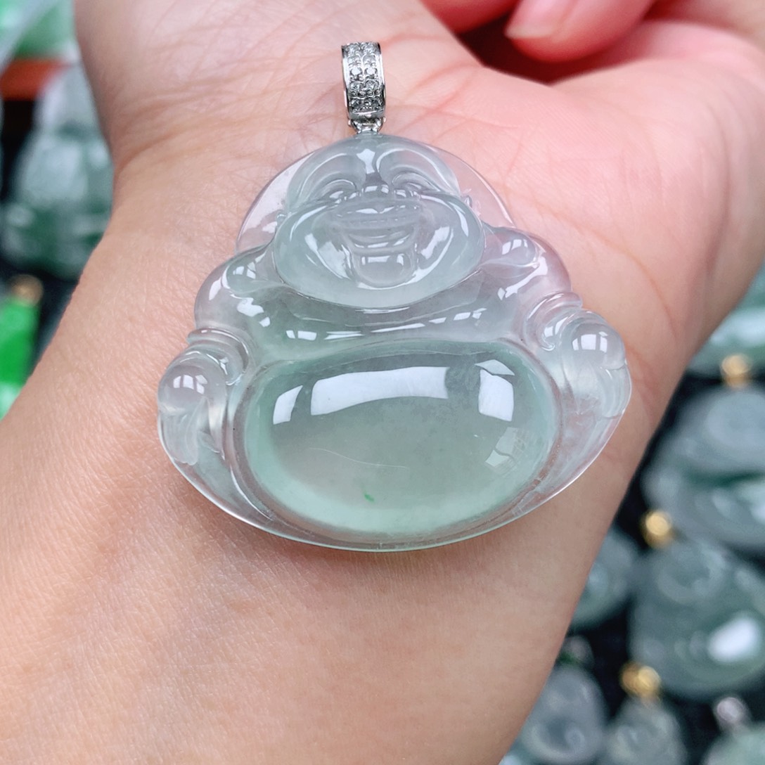 翡翠吊坠(不含链)18K金镶嵌