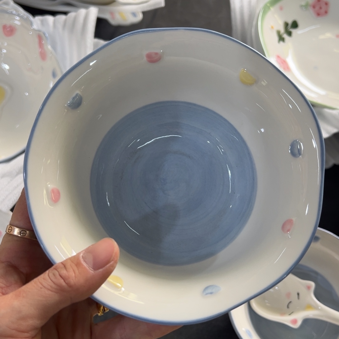 陶摆件高温陶瓷釉下彩微瑕！2个6寸