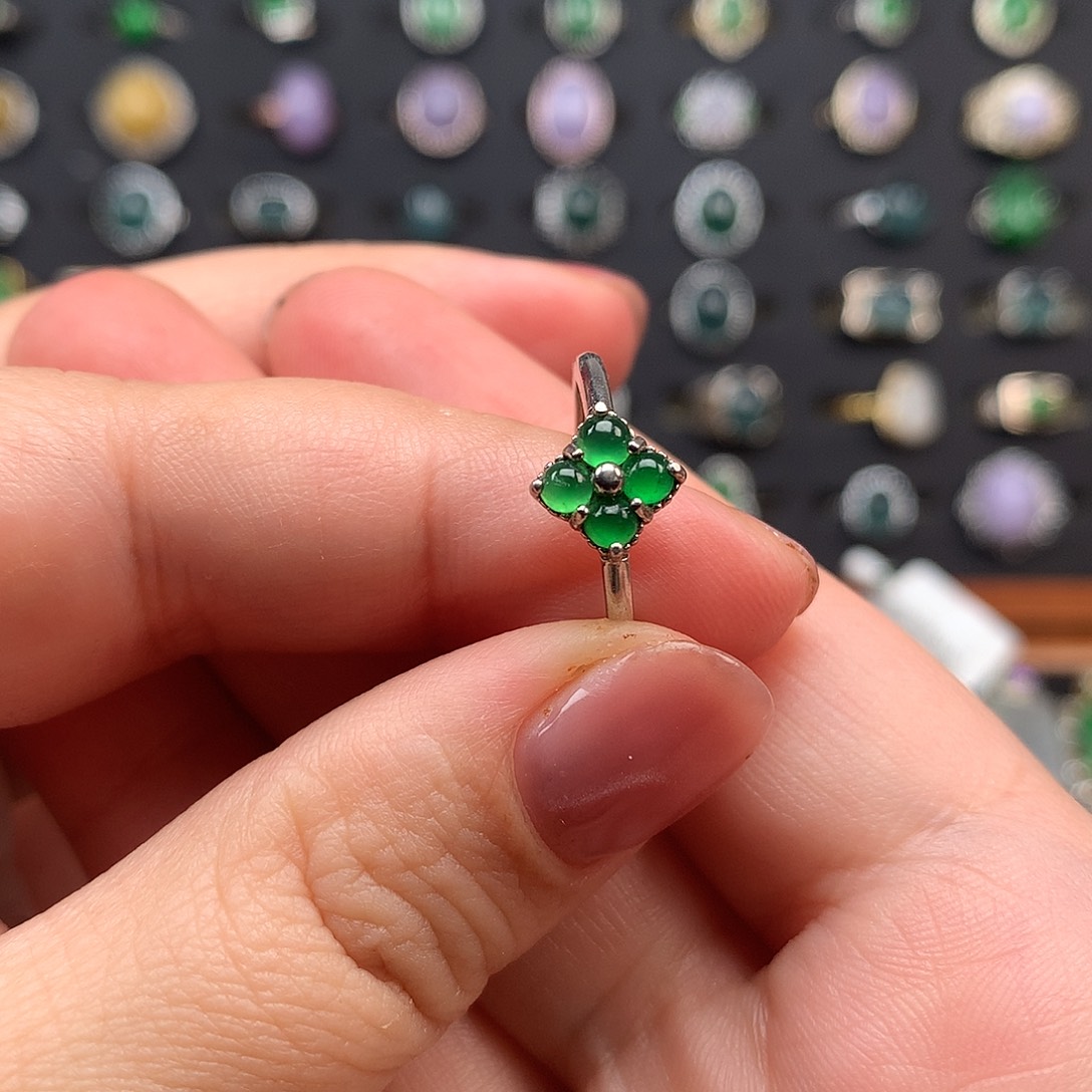 翡翠戒指银S925镶嵌戒指925