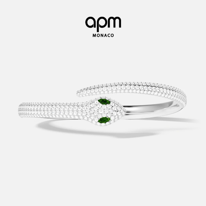 APM Monaco 绿眼蛇银手镯送女友白月光手镯原创设计饰品高级感