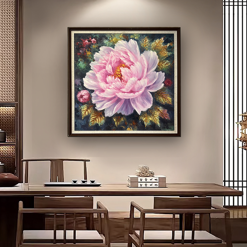 （牡丹花王茶餐厅床头大厅）画疯原创油画作品