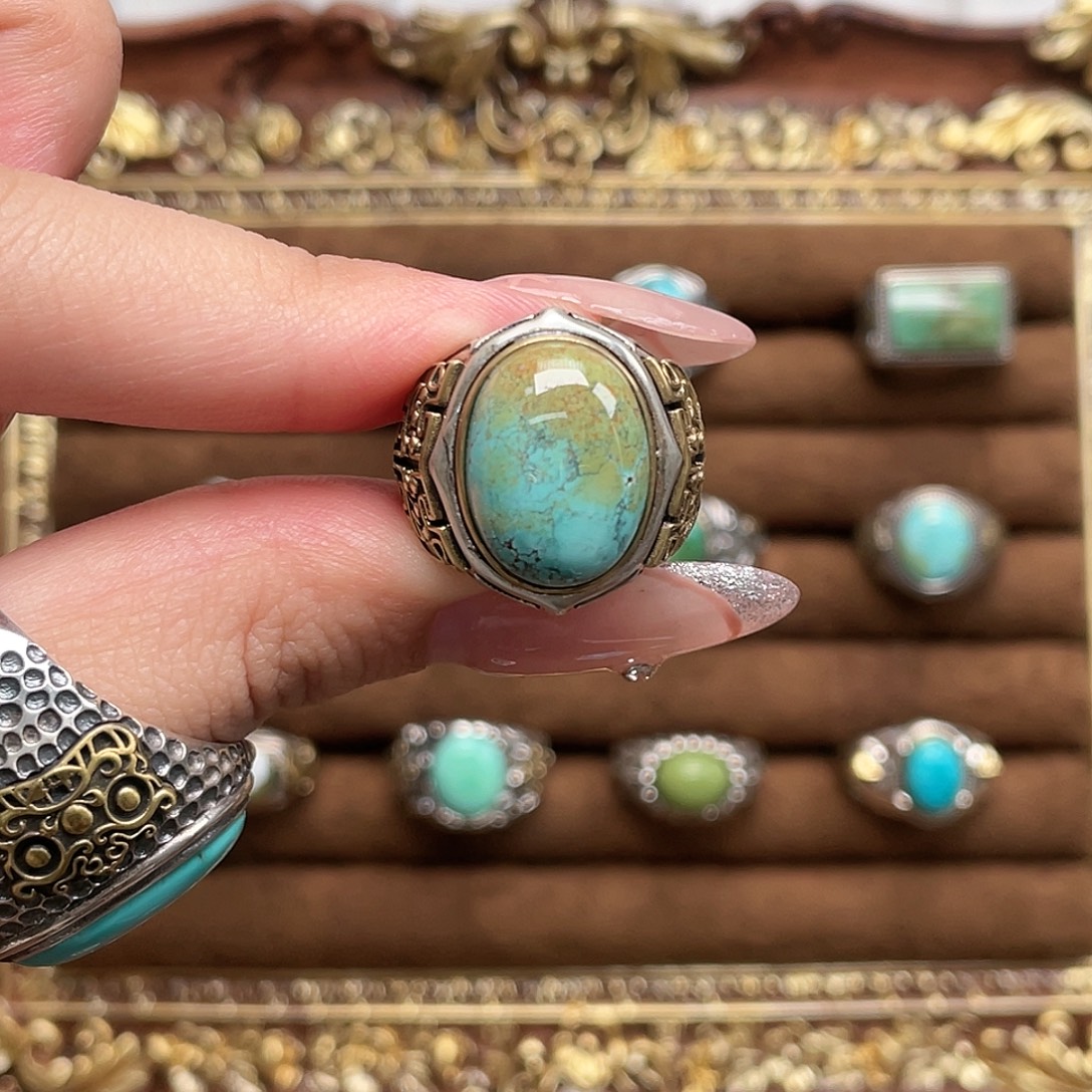 绿松石银S925镶嵌戒指