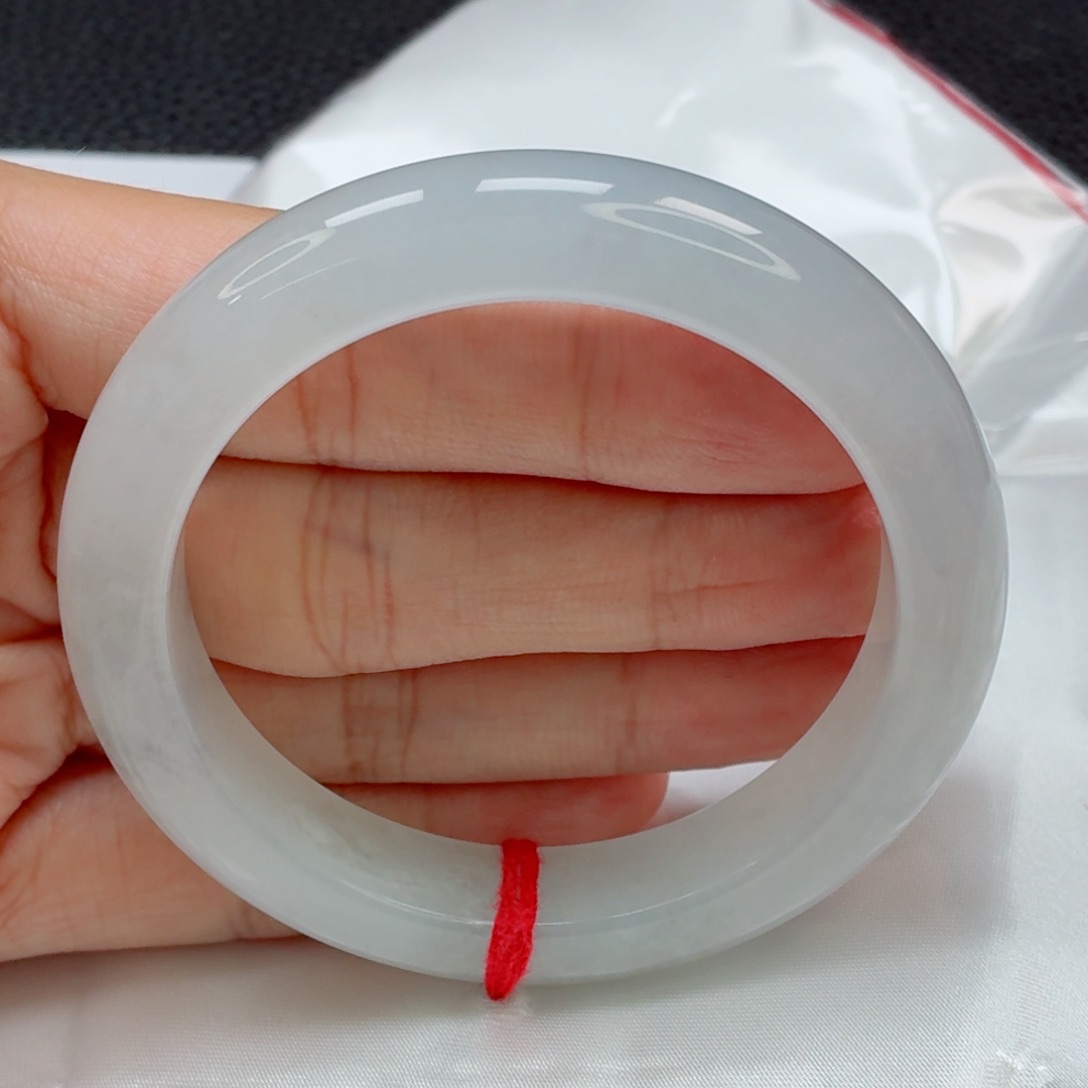 翡翠手镯未镶嵌糯冰白月光015