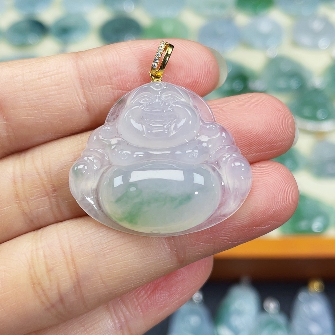 翡翠颈饰18K金镶嵌吊坠