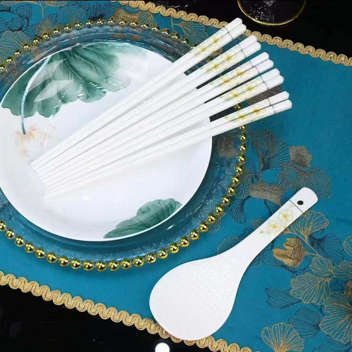 黄金叶陶瓷筷子10双送陶瓷饭铲家用易清洁破损丢件联系客服补发