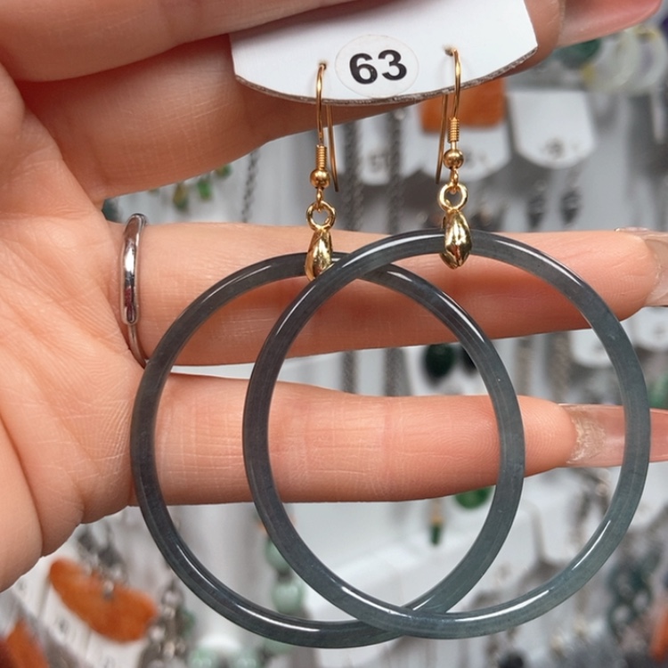 【闪购商品】翡翠耳饰银S925镀金镶嵌