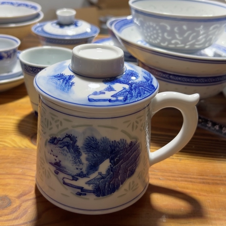 碗手绘山水办公杯508毫升