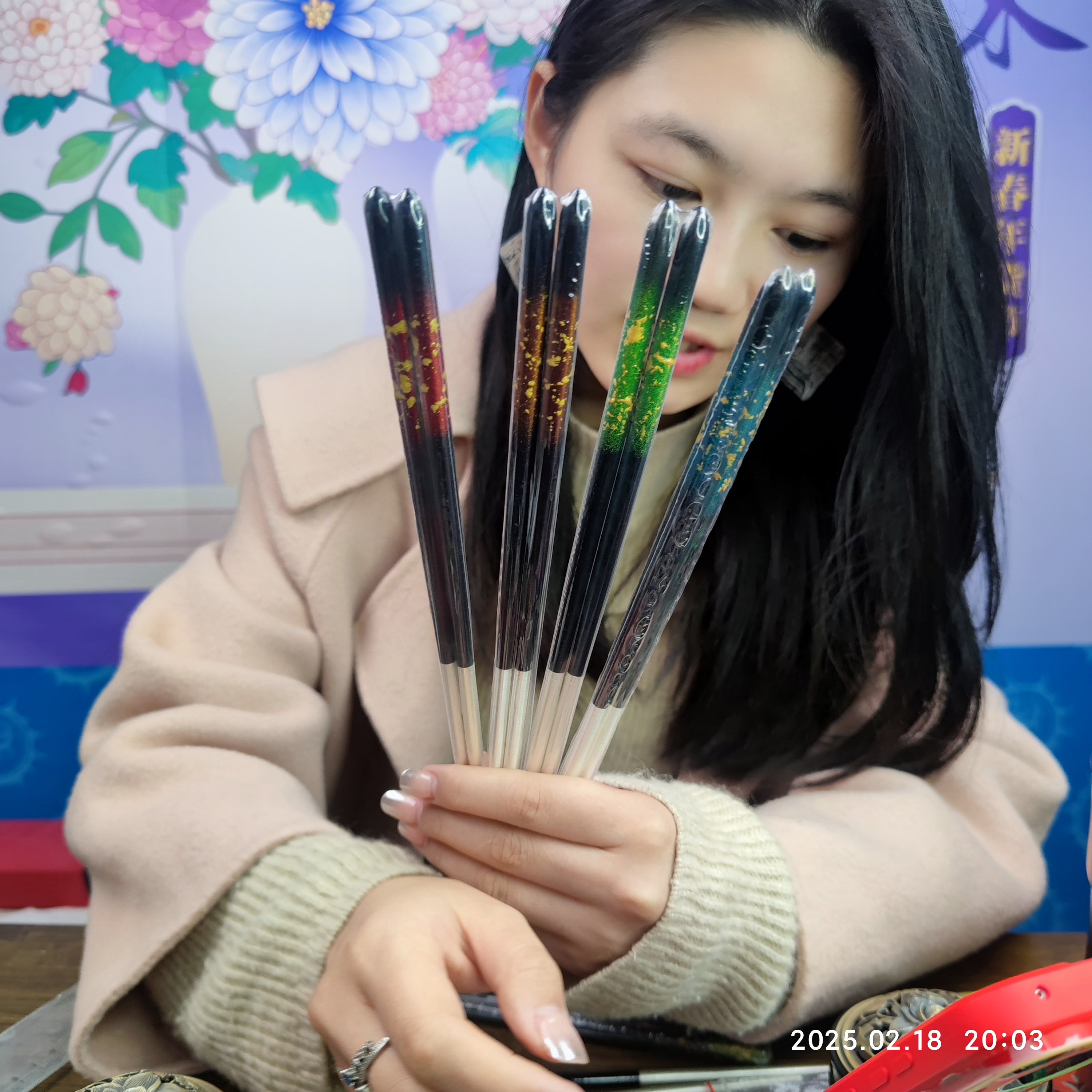 漆器变涂中彩银筷（共4款可选）