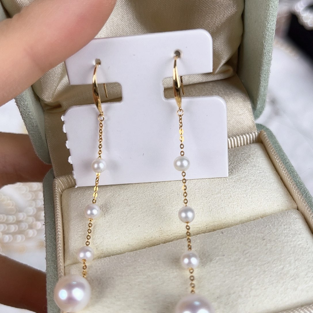 淡水珍珠耳饰18K金镶嵌