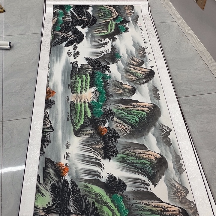 国画国画作品书法作品原稿小六尺山水卷轴