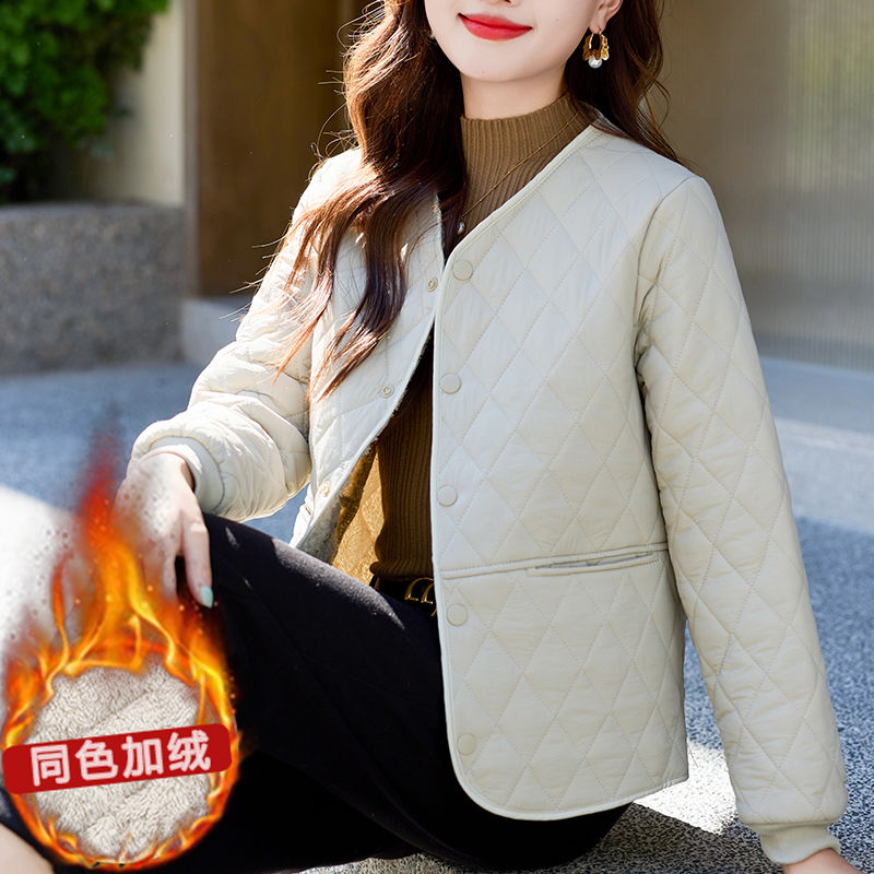 秋冬新款女士加绒内胆轻薄小棉袄保暖内衣短款棉服冬季外套