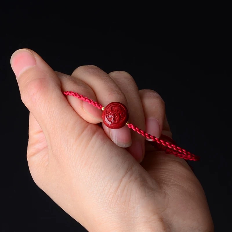 朱砂十二生肖【蛇】平安豆手编绳脚链