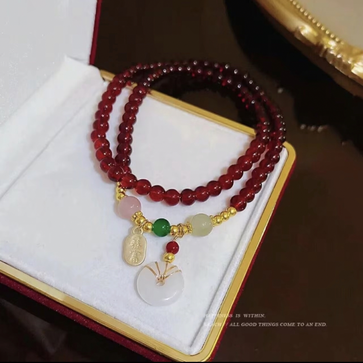 红石榴双圈手串 C603 精美手串 高端文玩手串 挂件 -（无礼盒）