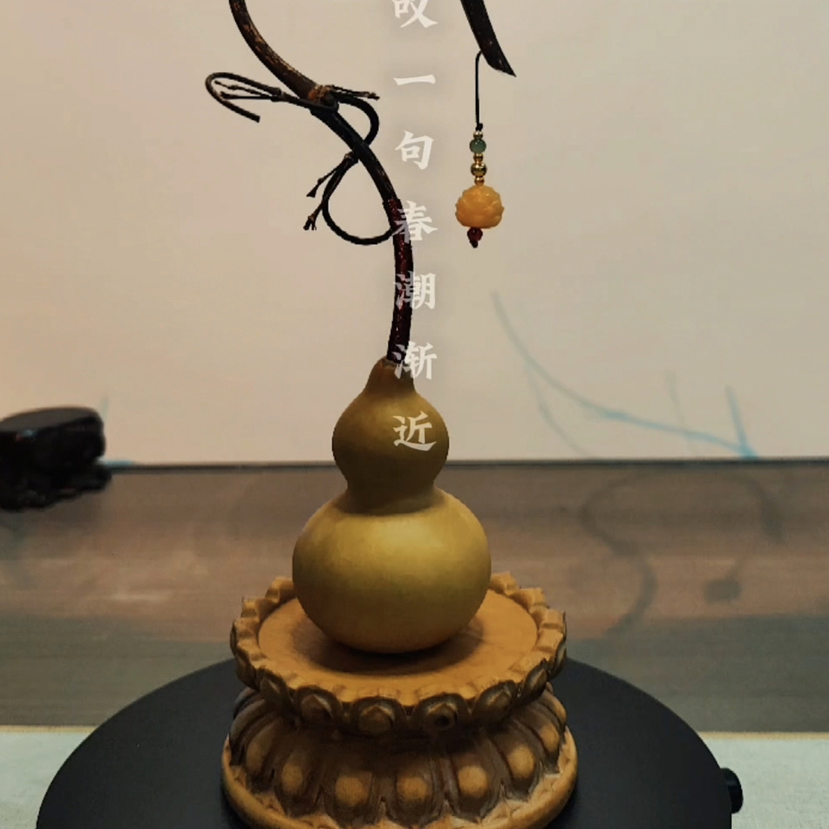 天然小葫芦手把件带龙头可盘玩的文玩葫芦