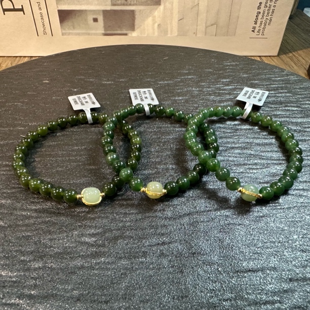 【晶雅颂】原创和田玉单圈手链 多样性发一件 约6mm 2634BB