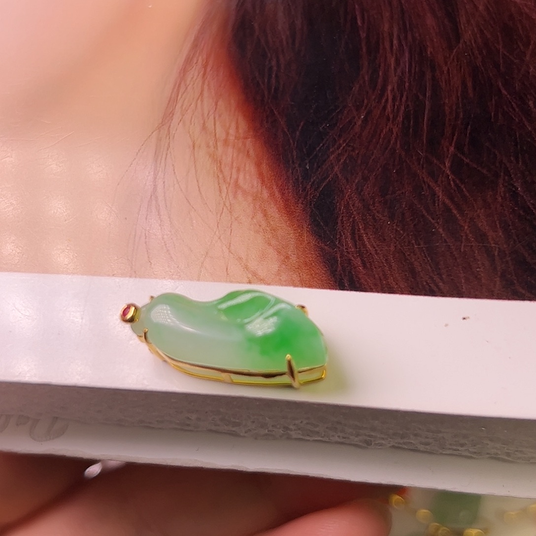 翡翠18K金镶嵌颈饰百财