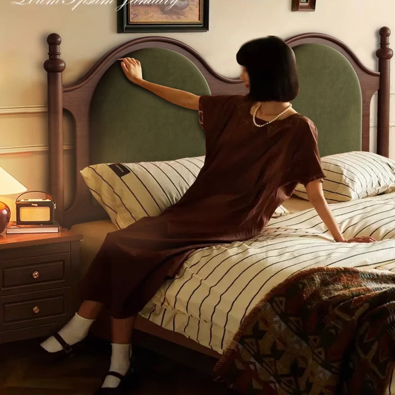 双12高颜值美式复古实木可储物收纳床气压高箱抽屉大床1.8米x2米