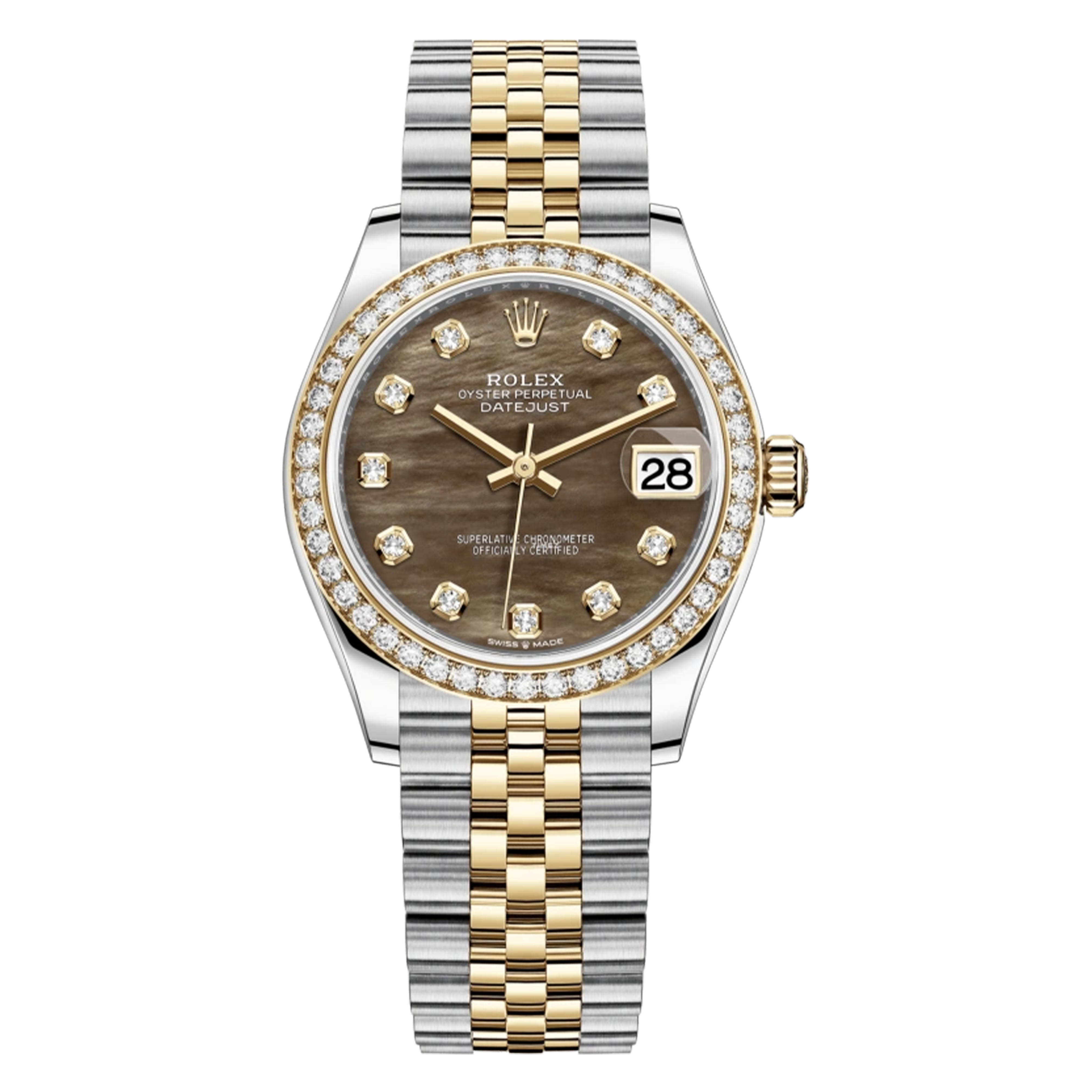 未使用 Rolex/劳力士 /278383间金钻圈黑贝母钻刻/31mm