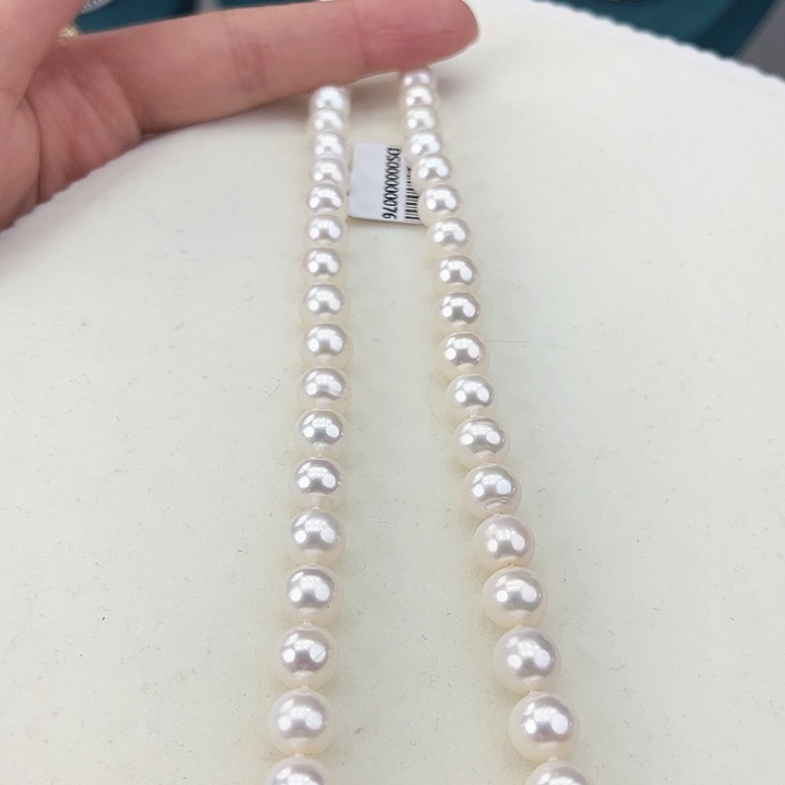 淡水珍珠颈饰银S925镶嵌卡9极光冷白高品
