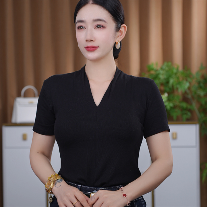 韩版舒适贴身显瘦时尚修身半袖针织衫打底衣