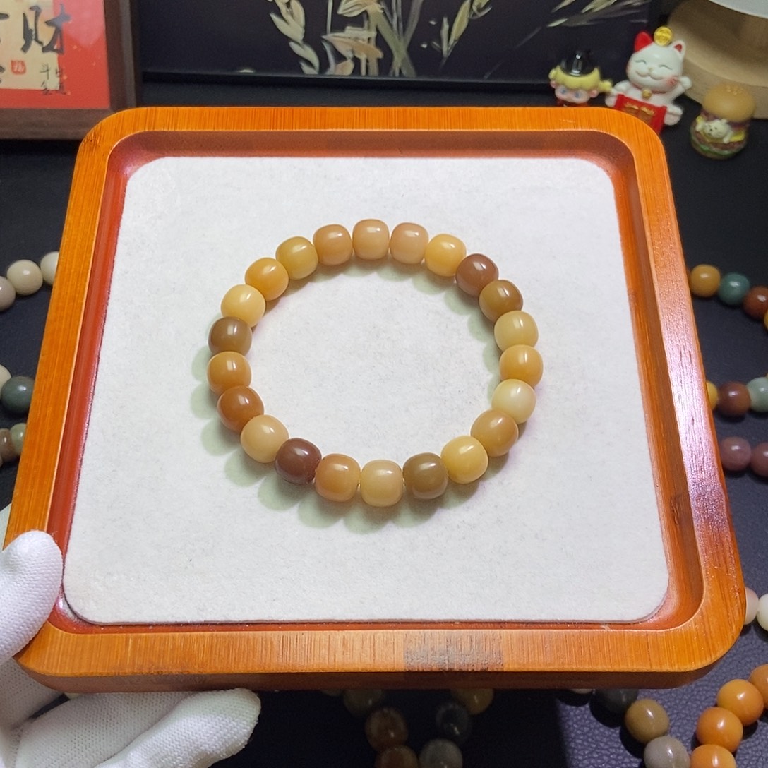 菩提根/象牙果手串卡12原生态干磨瑕疵881