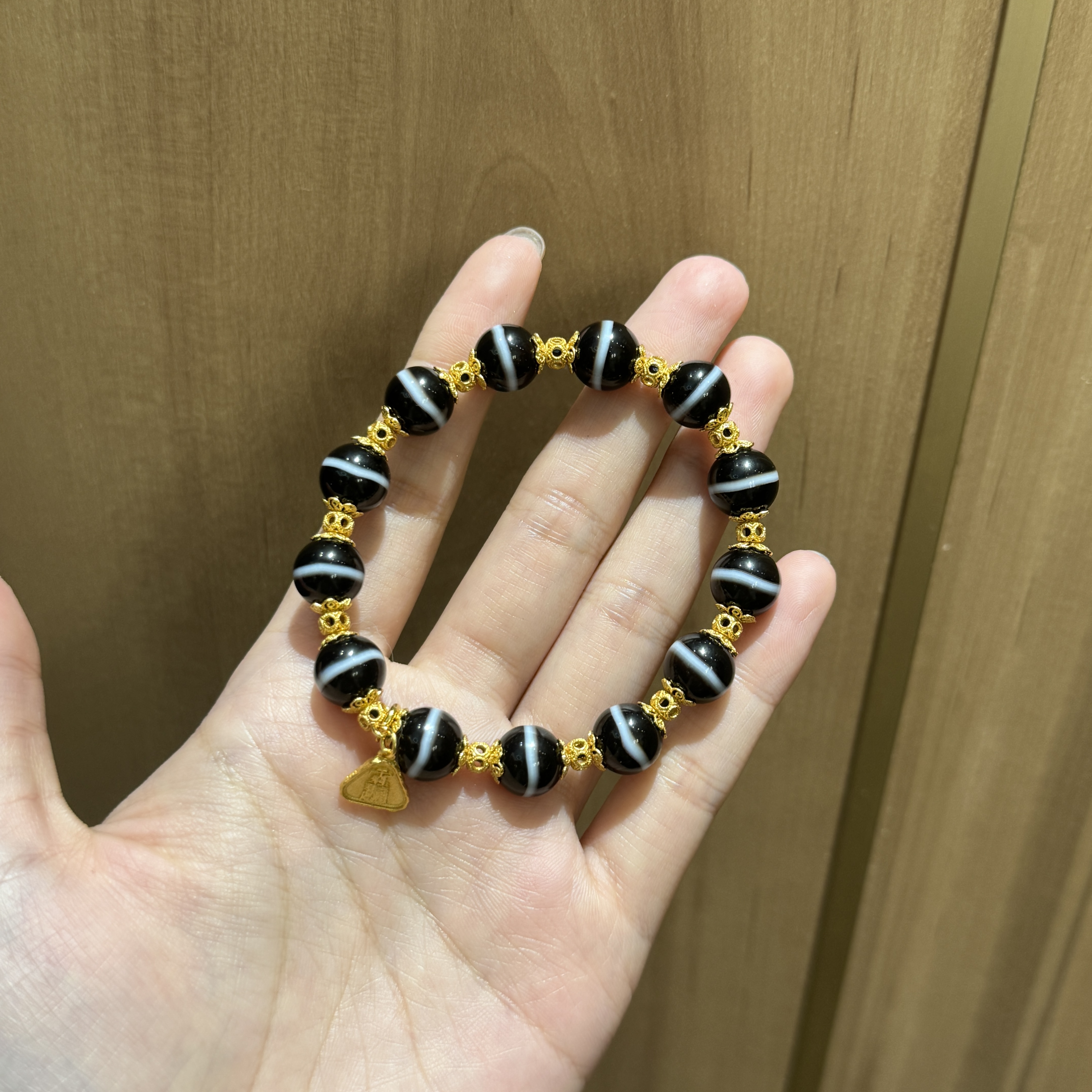 【迦乘】黑白10mm天然药师玛瑙手串（多样性发一条）