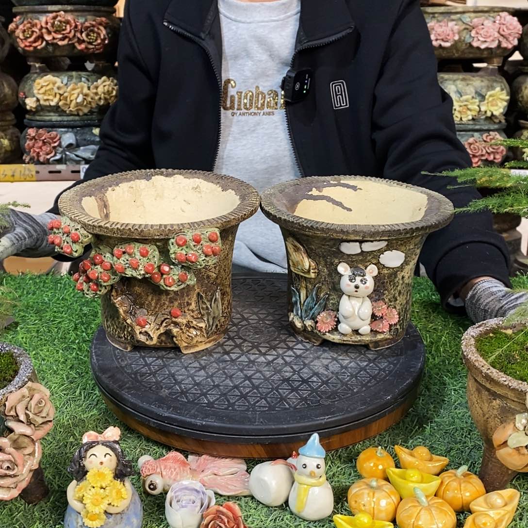 红陶青藤花器多肉花盆