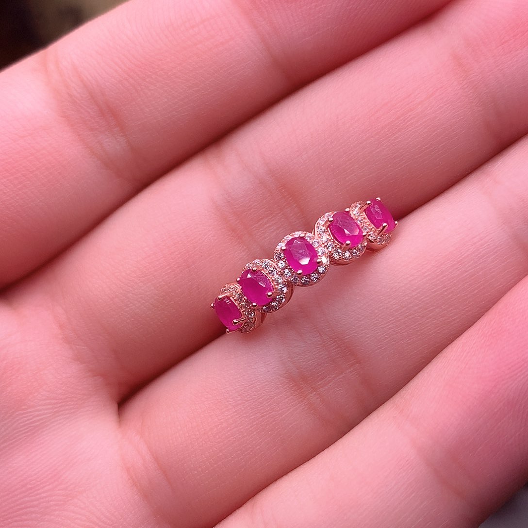 红宝石戒指银S925镶嵌