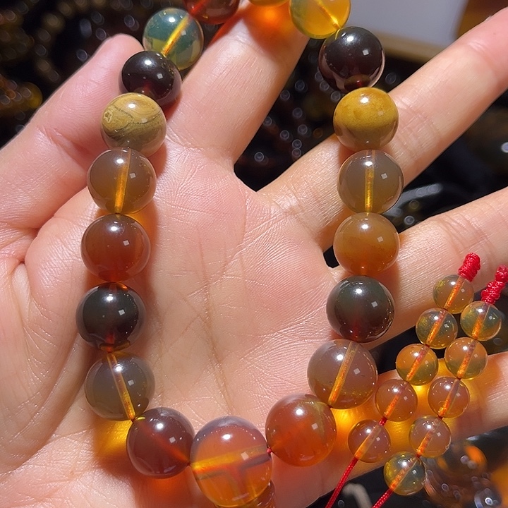 z***爱琥珀未镶嵌颈饰缅甸天然琥珀18字佛珠