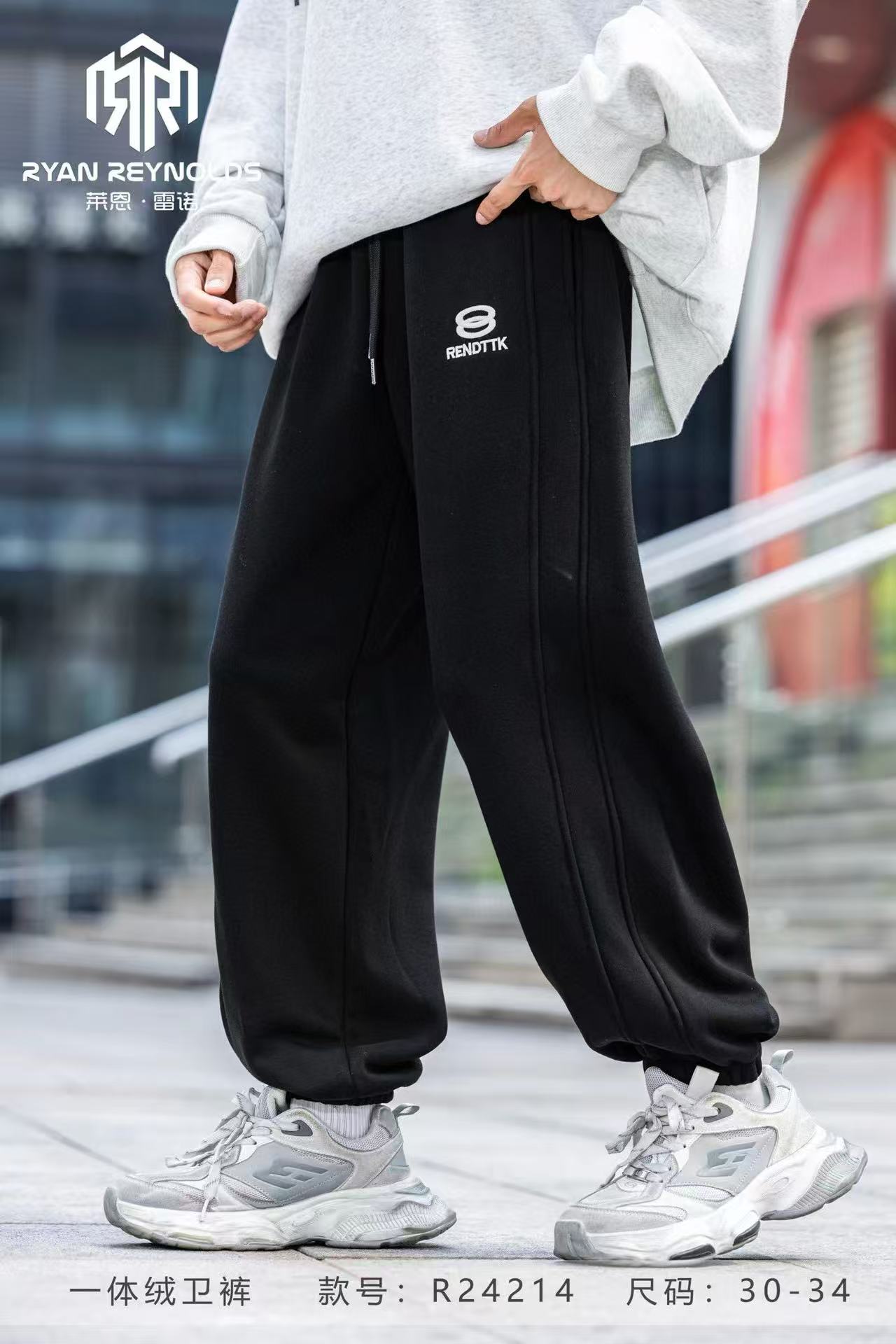 【24214】童装青少年潮牌运动裤加绒加厚