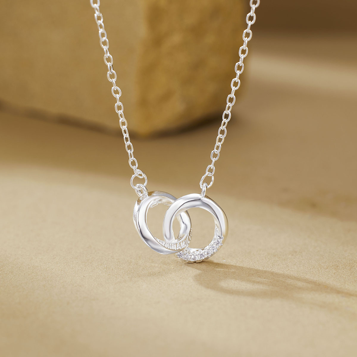 链子足银 环环相扣-双环项链 新中式轻奢时尚 YS170