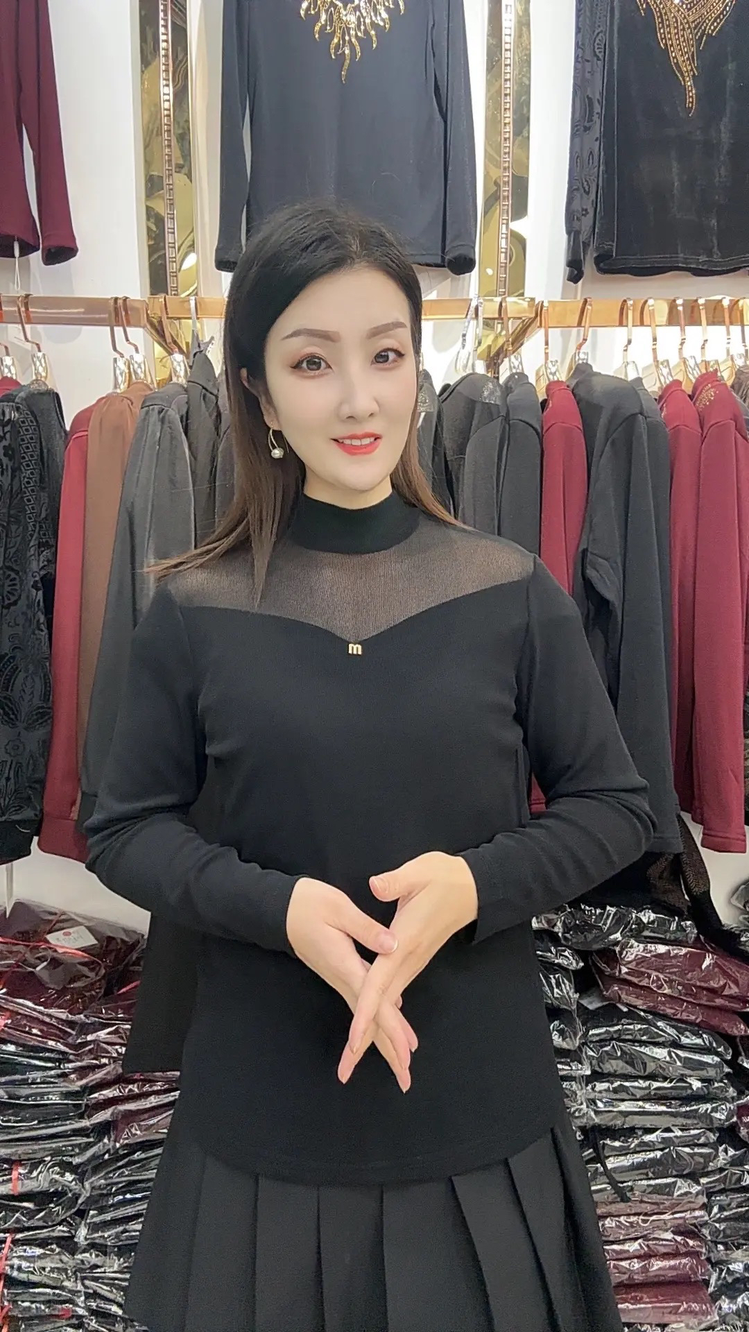 050#不加绒半高领时尚洋气显瘦打底衫春款新款