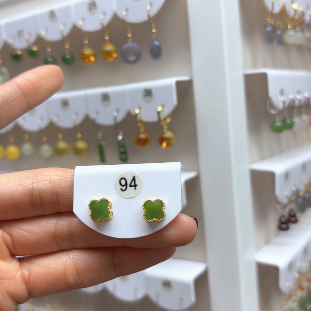 和田玉耳饰银S925镶嵌2