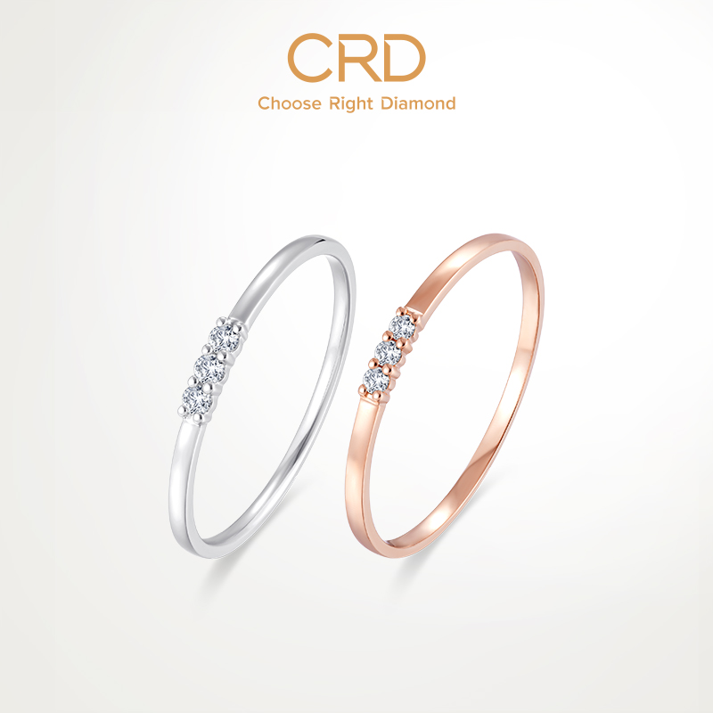 CRD克徕帝18K金钻石戒指情侣对戒彩金钻戒玫瑰金女戒天然真钻排戒