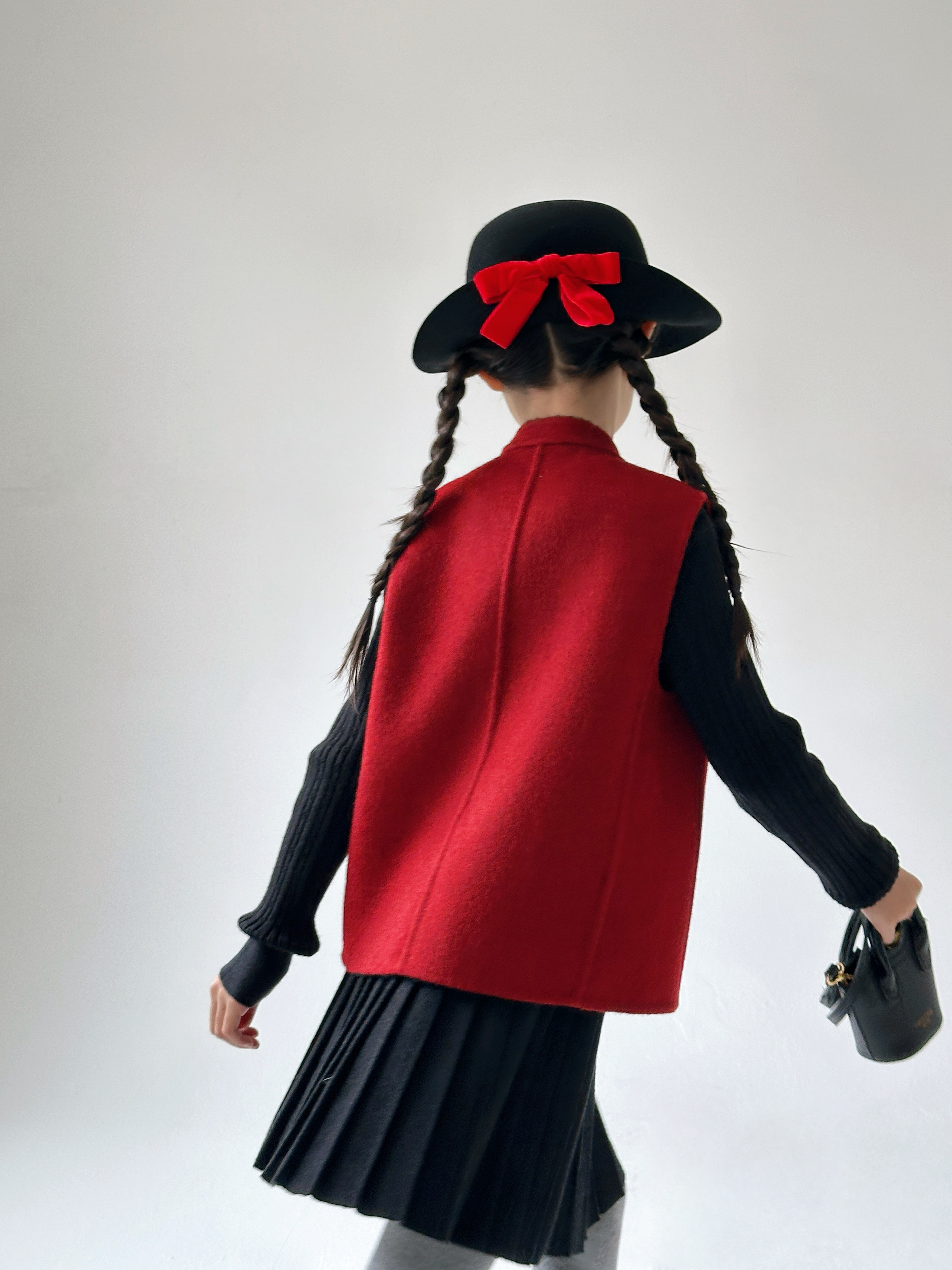 『聚宝蓬』小众设计师100%羊毛一体成型蝴蝶结毡帽 限定礼帽 亲子