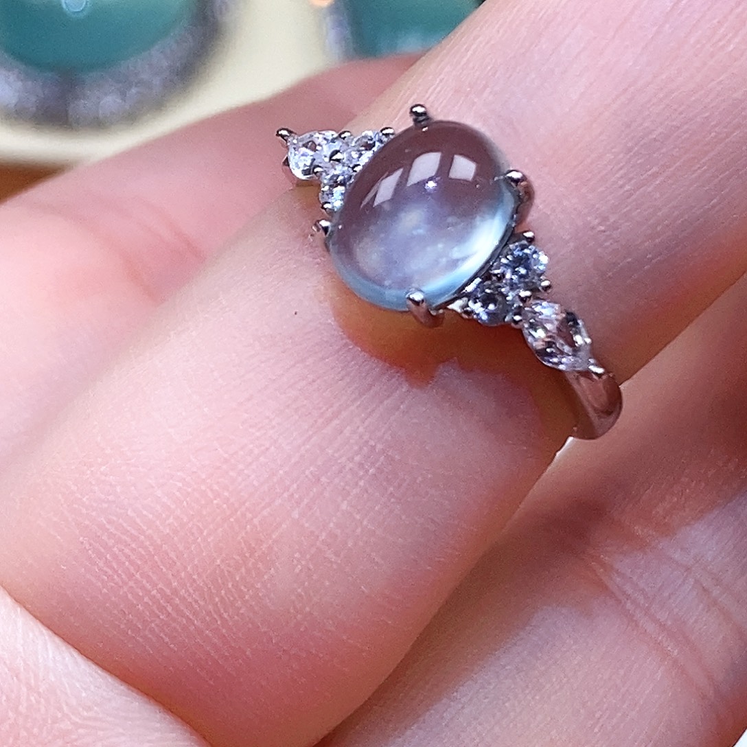 蛇纹石玉银S925镶嵌戒指