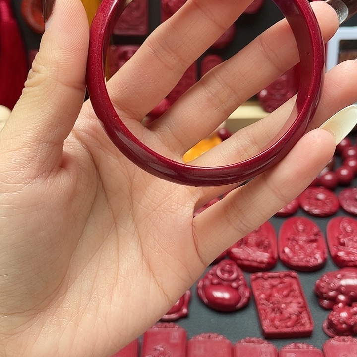 天然辰砂紫金砂宽版镯子54-55圈口