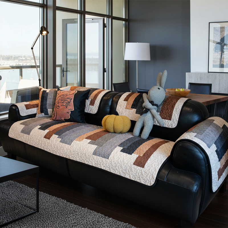 意式高级感奶油风几何设计沙发垫加厚四季通用防滑沙发巾贵妃坐垫