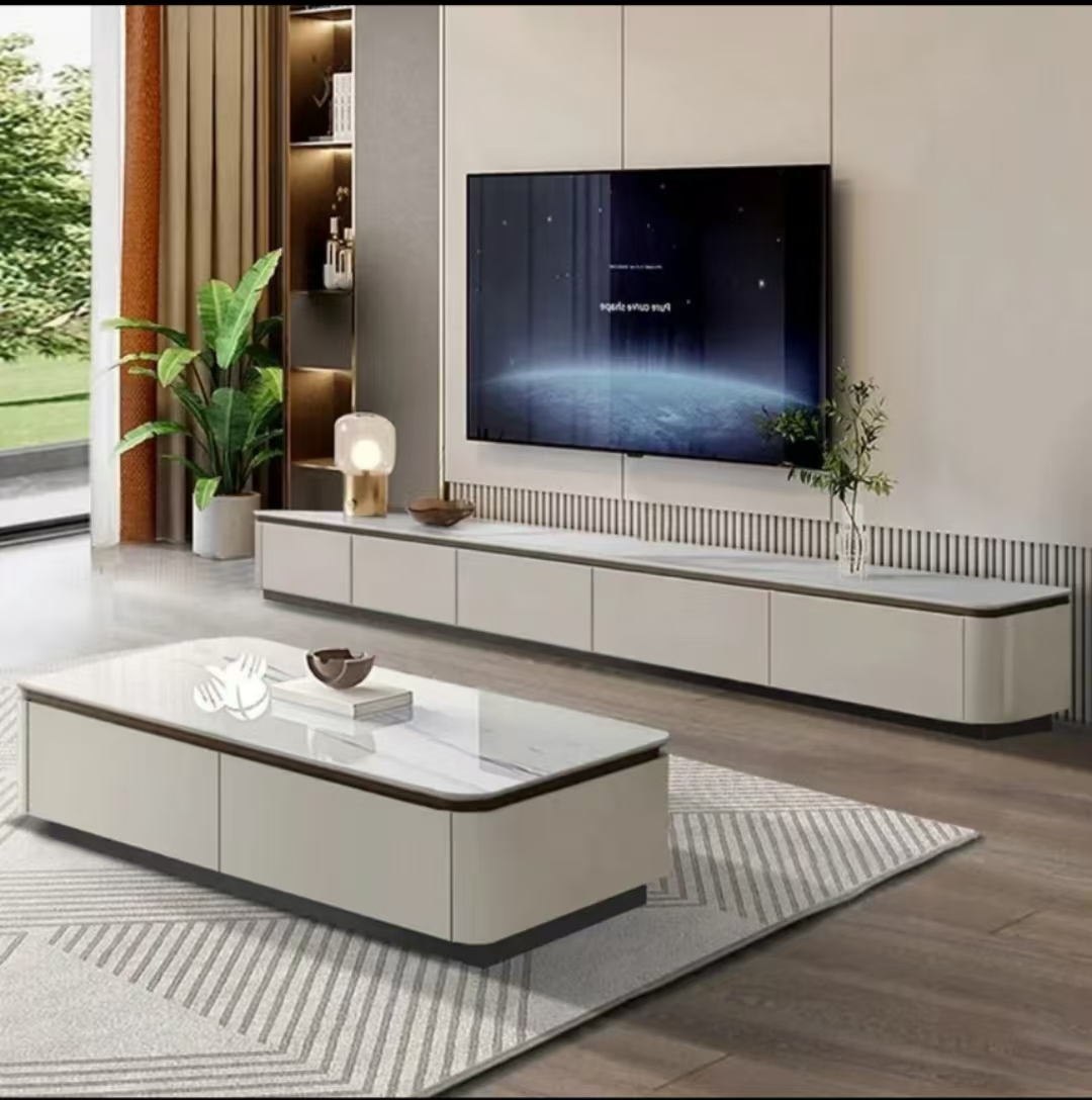 实木茶几2025电视柜组合落地式客厅背景墙家用影视柜靠墙岩板