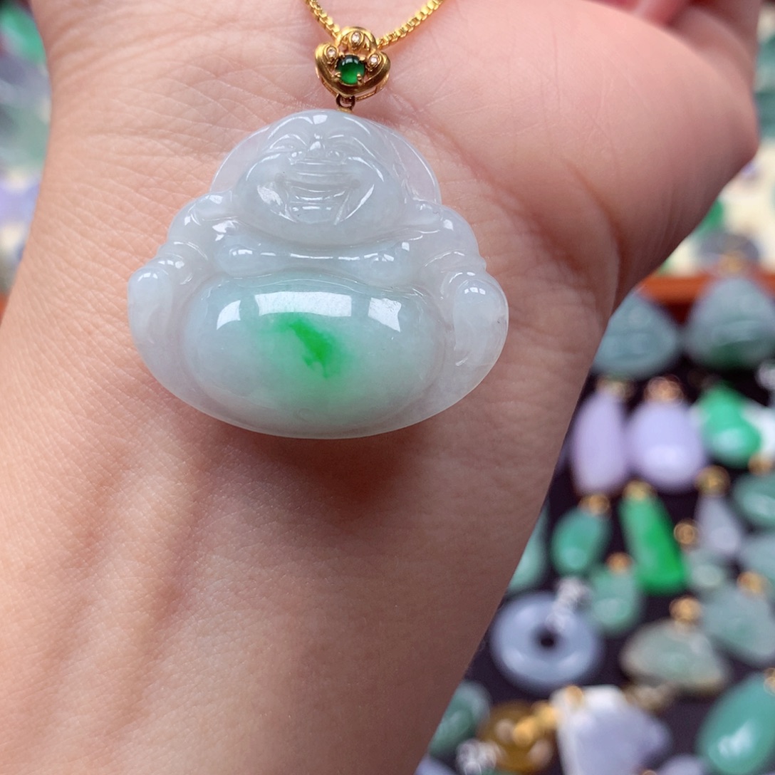 翡翠18K金镶嵌吊坠(不含链)