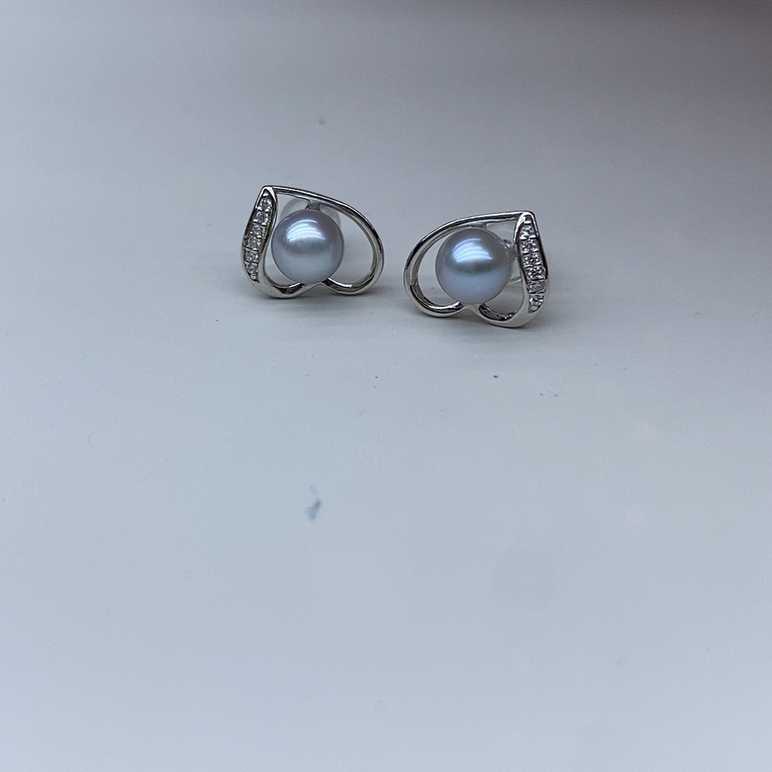 海水珍珠耳饰银S925镶嵌