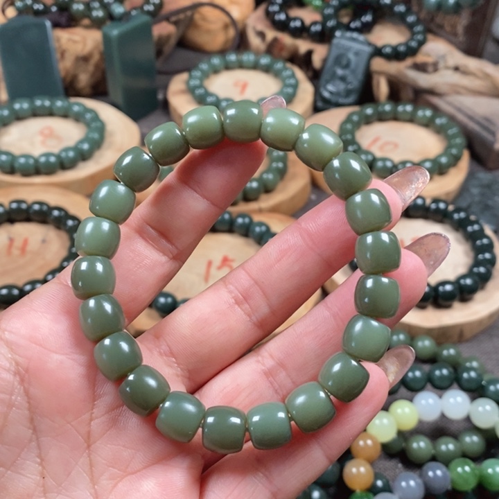 和田玉（青玉）手链未镶嵌