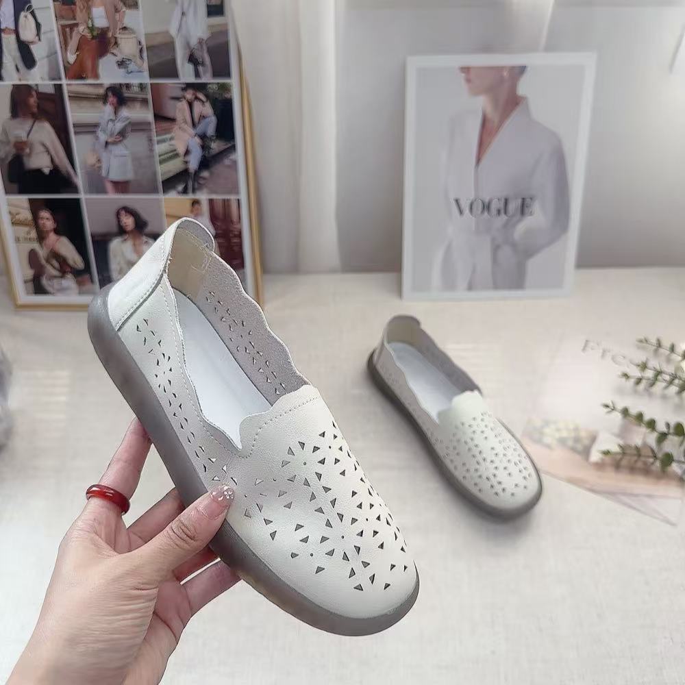 CK6608-1新款镂空舒适百搭软底时尚妈妈小白鞋仓