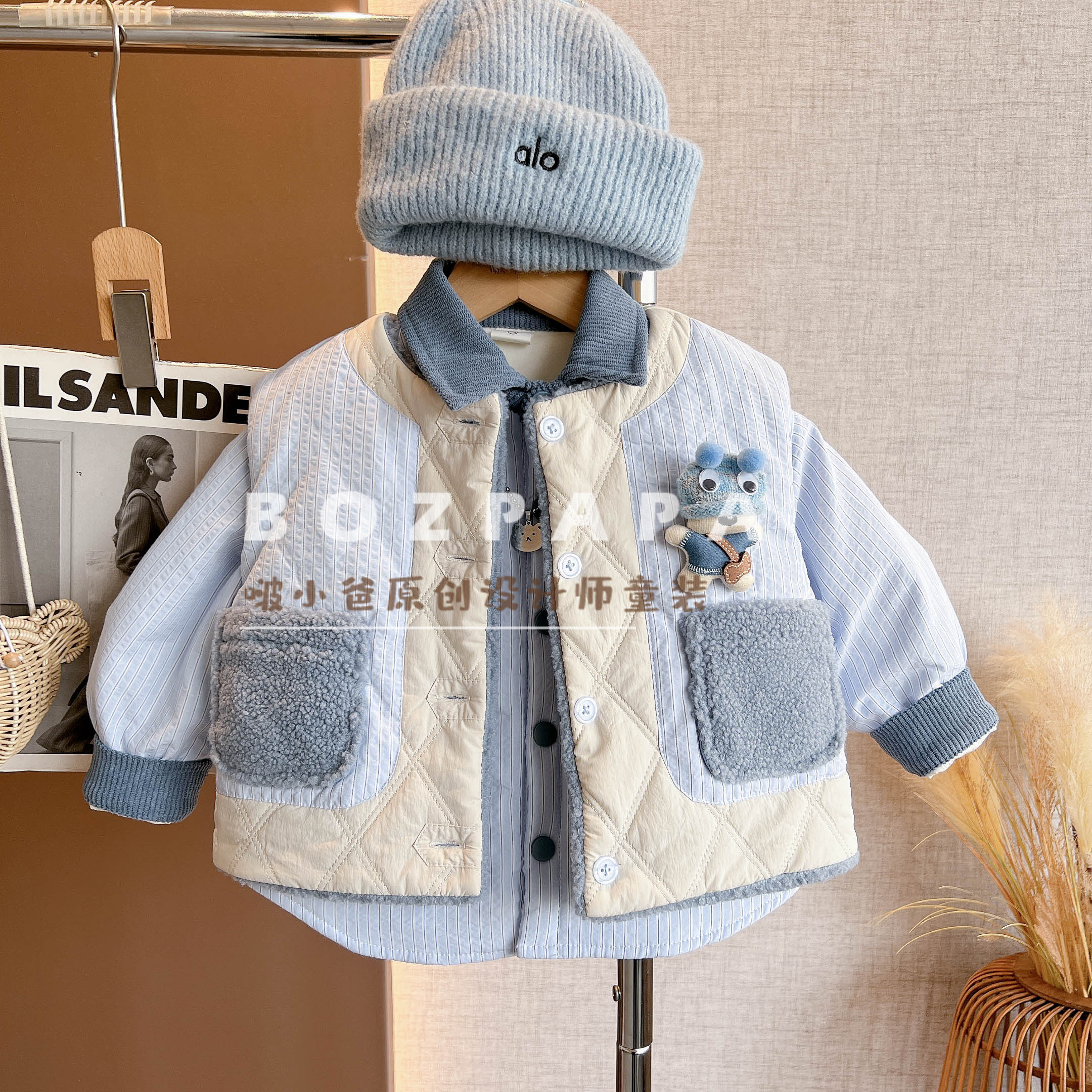 啵小爸【潮汐回音】2025冬季男童宝宝时尚休闲两面穿马甲加绒棉服